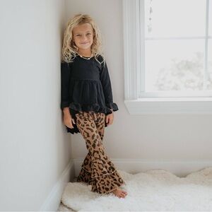 Kids Leopard Pattern Flare Jeans